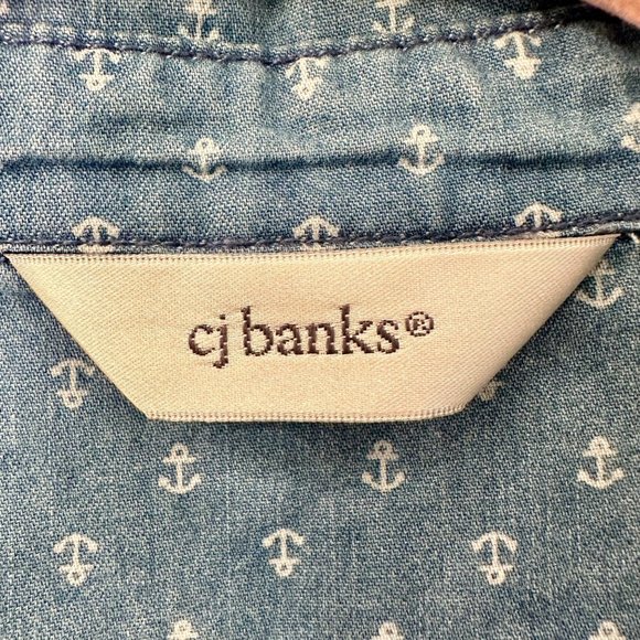CJ Banks Y2K Denim Long Sleeve Tunic Anchors Size Large Soft Cotton - Picture 5 of 8